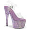 Босоніжки Pleaser Bejeweled-708RRS на підборах 7 дюймів, босоніжки з ремінцем на щиколотці 2 3/4 дюйма, з ремінцем PF, з полімерної резини, прозорі/фіолетові