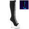 Boots Pleaser Delight-2000SK-02 **Каблук 6 дюймов, высота 3,5 см, высокие кроссовки до колена, шнуровка, молния сзади, черно-белые