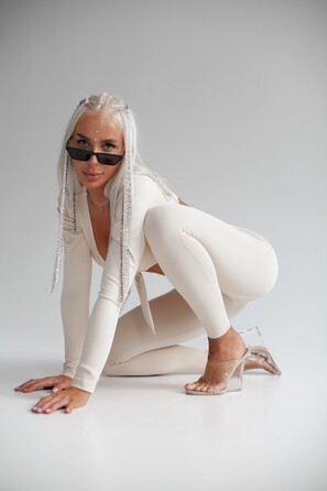 Топ Fitzona BEIGE TOP WITH LONG SLEEVE AND TIE