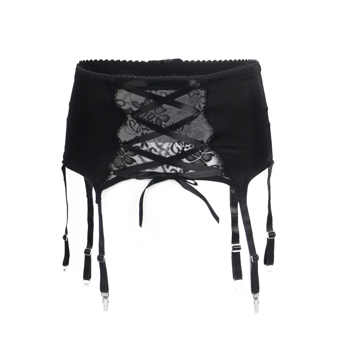 Мужской пояс кружевной с подвязками Star Night черный, M