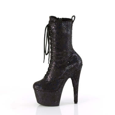 Чоботи Adore-1040SPF *7-дюймовий каблук, 2 3/4-дюймові черевики на шнурівці спереду з PF, чорні