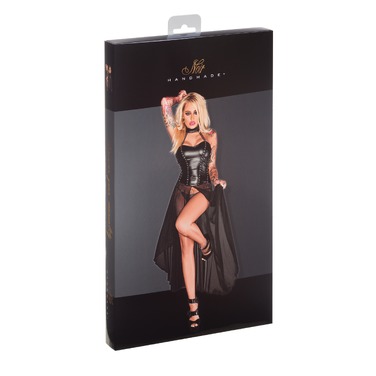 Платье-корсет из винила и сетки Noir Handmade F139 черное, M