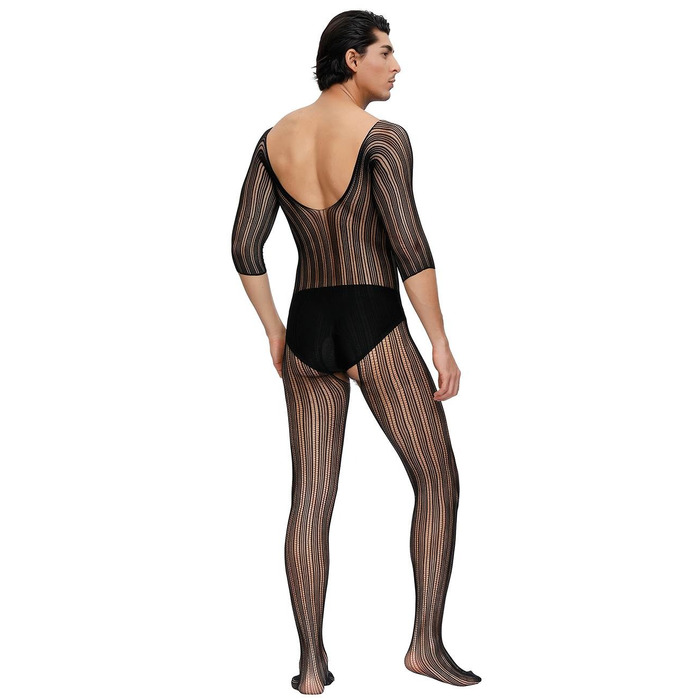 Комбинезон мужской черный с рисунком в полоску Star Night и открытым доступом, One Size