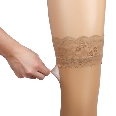 Бежеві ажурні панчохи з мереживом Star Night на силіконовій стрічці