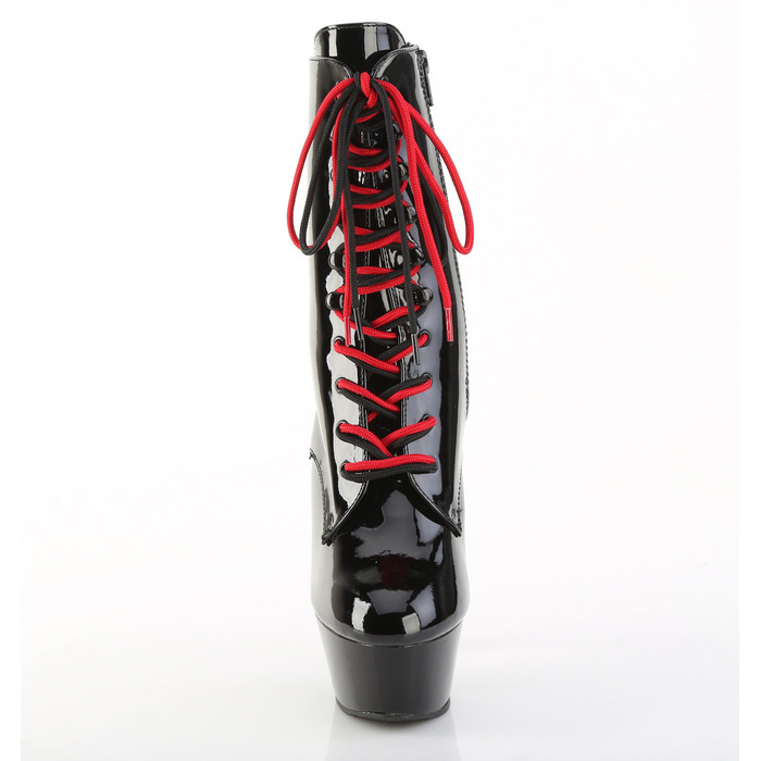 Чоботи Kiss-1020-1 **6-дюймові туфлі на шпильці, шнурівка, до щиколотки, з блискавкою збоку, чорні