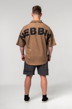 Сорочка Nebbia Washed-off Oversized Shirt 90s THROWBACK Light Brown 347