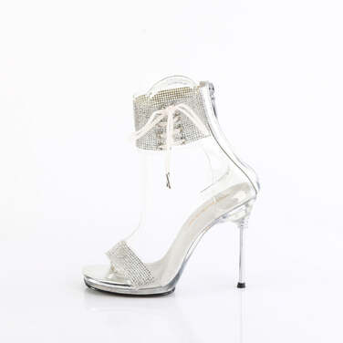 Босоножки Chic-47, каблук 4 1/2 дюйма, манжета на щиколотке 1/4 дюйма, с ремешком на застёжке, молния сзади, прозрачный/серебристый