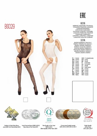 Бодистокинг с вставками крупной сетки BS029 белый Passion S/L