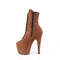 Чоботи Pleaser Adore-1020FS *7-дюймовий каблук, 2 3/4-дюймові черевики на шнурівці з PF, блискавка збоку, коричнева штучна замша