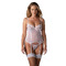 Прозорий корсет та стрінги Obsessive Alissium corset & thong білі, XS/S