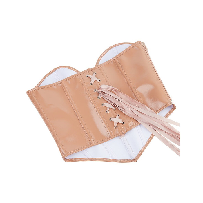 Корсет Star Night из лакированной кожи, на шнуровке, бежевый, M (без коробки)