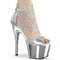 Босоножки Pleaser Adore-765RM, каблук 7 дюймов, 2 3/4 дюйма, закрытый задник, молния сзади, серебристый