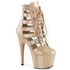 Ботинки Adore-1013MST, каблук 7 дюймов, ремни PF шириной 2 3/4 дюйма, сетчатые ботильоны, молния сзади, лакированная кожа телесного цвета