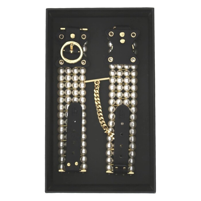 Наручники Guilty Pleasure Allure з перлами, чорно-золоті