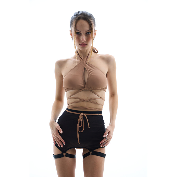FRAME skirt Black mesh_ чорна сітка