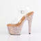 Босоніжки Pleaser Bejeweled-708MS на підборах 7 дюймів, босоніжки з ремінцем на щиколотці 2 3/4 дюйма, різні розміри RS, прозорі/рожеве золото