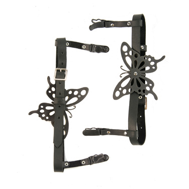 Подвязка для чулок с бабочкой 'модель S10B' красная, экокожа, ручная работа