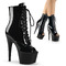 Ботильоны Pleaser Adore-1021, каблук 7 дюймов, высота 2 3/4 дюйма, открытый носок, шнуровка, боковая молния, чёрные