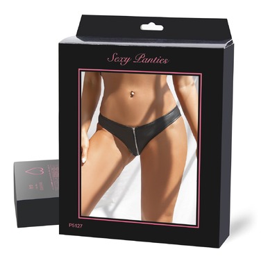 Трусики виниловые Star Night на молнии, черный