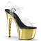 Босоніжки Pleaser Adore-708 на підборах 7 дюймів, ремінець на щиколотці 2 3/4 дюйма з хромованим покриттям Btm, прозорий/золотий хром