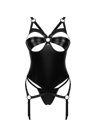 Корсет с пажами для чулок XS/S Armares Obsessive, со стрингами, черный