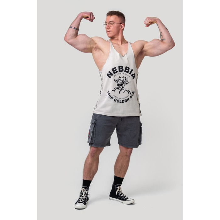 Майка Nebbia Washed Muscle Back Stringer GOLDEN AGE Light Grey 791