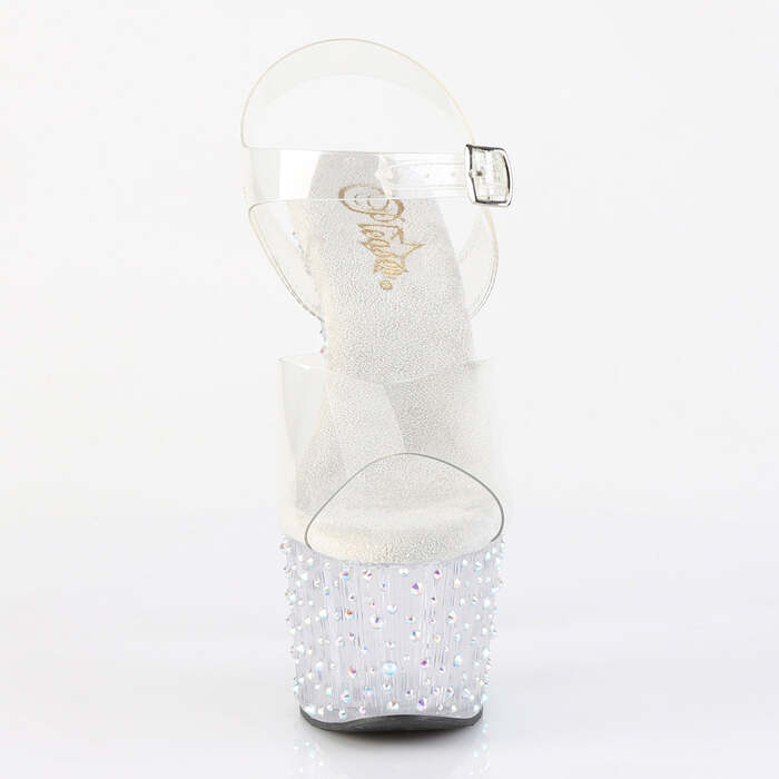 Босоніжки STARDANCE-708 на підборах 7 дюймів (178 мм), платформа 2 3/4 дюйма (70 мм) з ремінцем на щиколотці, інкрустовані стразами різних розмірів знизу