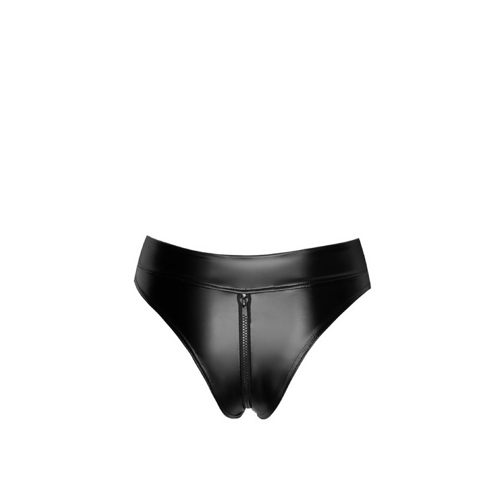 Сексуальные виниловые трусики с молнией Noir Handmade F260 черные, S
