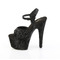 Босоніжки Pleaser Adore-709WR на підборах 7 дюймів, з ремінцем на щиколотці 2 3/4 дюйма, чорні, з мерехтливої ​​тканини/чорні