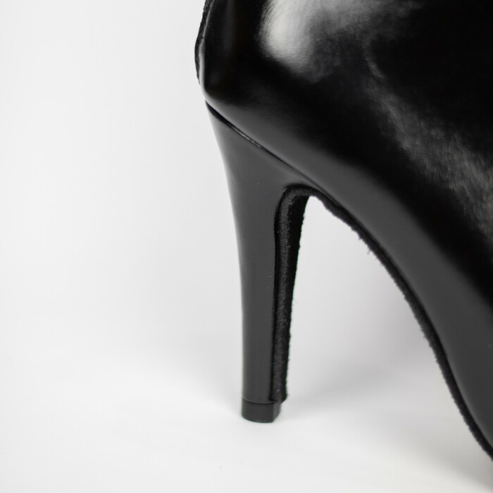 Хілси leather з язичком, професійне взуття для сучасних танців з відкритим носком та шнурівкою. Ботильйони для High heels (хай хілс), Чорний