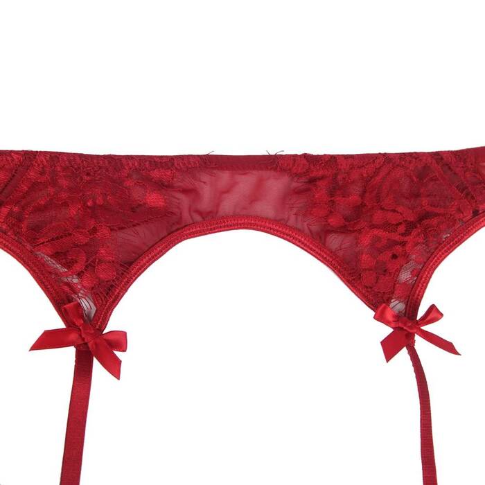 Сексуальні мереживні трусики Star Night з поясом і підв'язками для панчіх, червоний