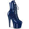 Чоботи Pleaser Adore-1020GP *7-дюймовий каблук, 2 3/4-дюймові черевики на шнурівці спереду з PF, блискавка збоку, темно-сині