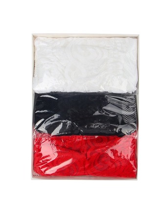 Комплект панчіх Star Night мереживні, чорні, білі, червоні, 3 пари, L-2XL