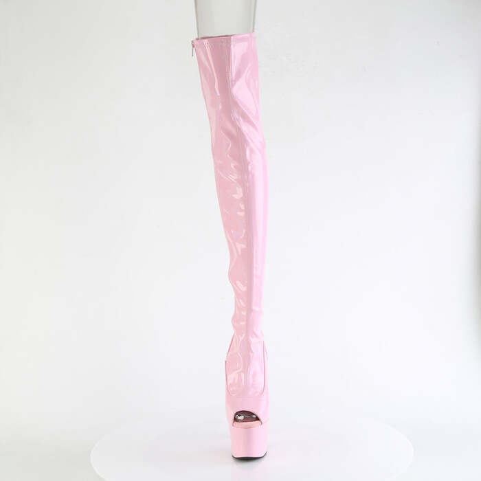 Чоботи Adore-3011HWR на підборах 7 дюймів, чоботи до стегна 2 3/4 дюйма з відкритим носком, з блискавкою збоку, рожеві