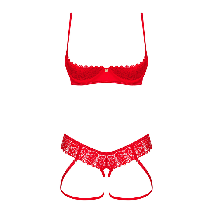 Комплект з відкритим доступом Obsessive Ingridia, червоний, XS/S