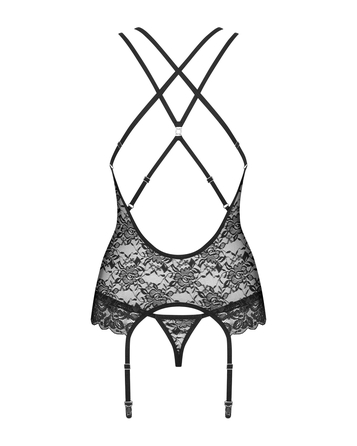 Комплект корсет с трусиками Obsessive 860-COR-1 черный, S/M
