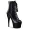 Чоботи Pleaser Adore-1020 на підборах 7 дюймів, шнурівка до щиколотки 2 3/4 дюйма, бічна блискавка, чорні шкіряні