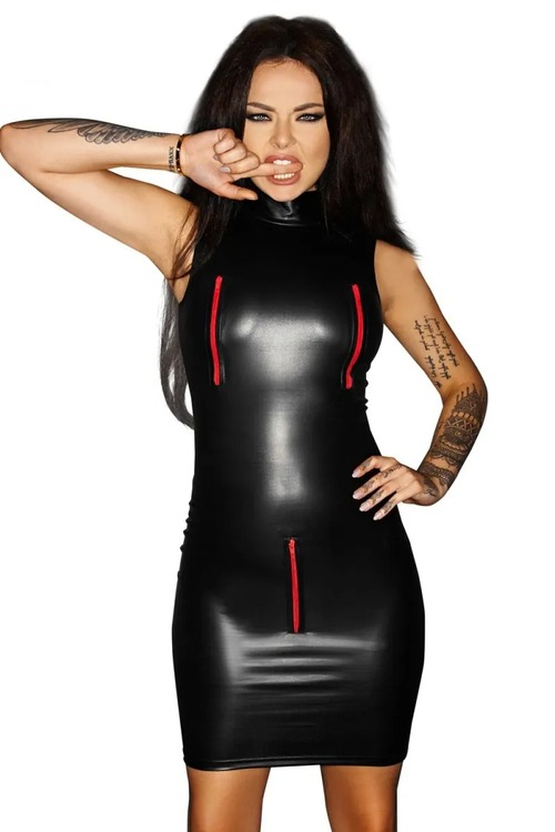 Платье с красными декоративными молниями Noir Handmade F106 из винила, M