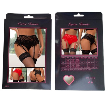 Чорні сексуальні мереживні трусики Star Night і пояс з підв'язками, XL