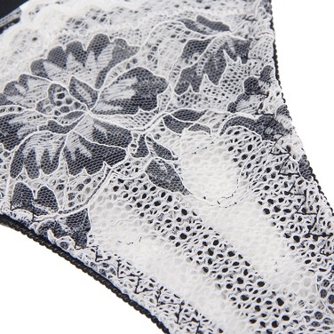 Комплект білизни мереживної Star Night з квітковим принтом, чорно-білий, 3XL-4XL
