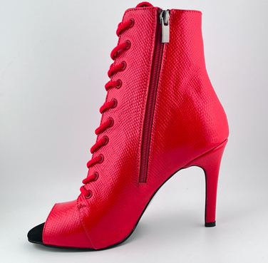 Профессиональные ботильоны для High Heels Premier из натуральной кожи, модель 'Красная змея', с открытым носком и шнуровкой, красный цвет