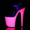 Босоніжки Pleaser Flamingo-808UV на підборах 8 дюймів, ремінець на щиколотці 4 дюйми з неоновим УФ-реактивним покриттям, прозорі/рожеві