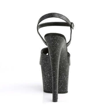 Босоніжки Sky-309MMG на підборах 7 дюймів, 2 3/4 дюйма з ремінцем на щиколотці з міні-блискітками, чорні, з веганської шкіри/чорні