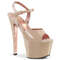 Босоножки Pleaser Sky-309TT. Каблук 7 дюймов, двухцветный ремешок на щиколотке, PF 2 3/4 дюйма, бежевый/розово-золотистый.