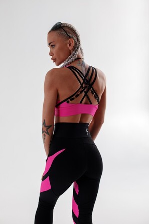 Легінси FZ Black V-Belt Leggings with Pink Shiny Inserts