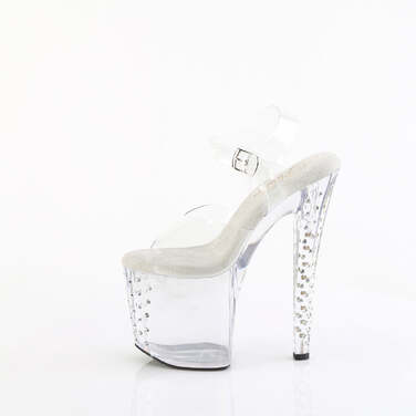 Босоножки Enchant-708RS, каблук 8 дюймов, ремешком на щиколотке шириной 3 3/4 дюйма, с ремешком на подошве из PF, с RS на подошве из PF, прозрачные