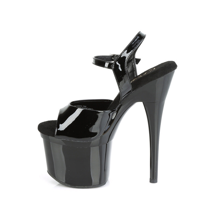 Босоніжки Esteem-709 на підборах 7 дюймів, босоніжки з ремінцем на щиколотці 3 дюйми, чорні