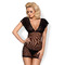 Сорочка с кружевным лифом Obsessive 821-CHE-1 черная, L/XL