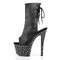 Ботинки Pleaser Stardance-1018-7, каблук 7 дюймов, PF 2 3/4 дюйма, открытый носок/пятка, молния сбоку, черная искусственная кожа/серебристый цвет