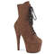 Чоботи Pleaser Adore-1020FS *7-дюймовий каблук, 2 3/4-дюймові черевики на шнурівці з PF, блискавка збоку, коричнева штучна замша